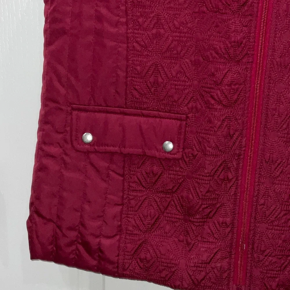 Kim Rogers Women's Deep Red Quilted Vest - Picture 3 of 4